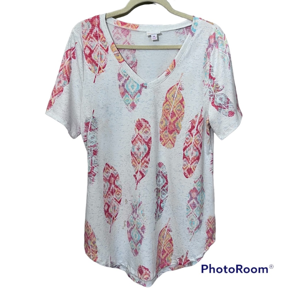 Lularoe Boho Tribal Feather Print T Shirt Tunic M Nwot